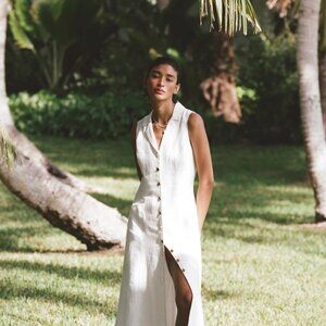 REFORMATION Linen White Dress, 6